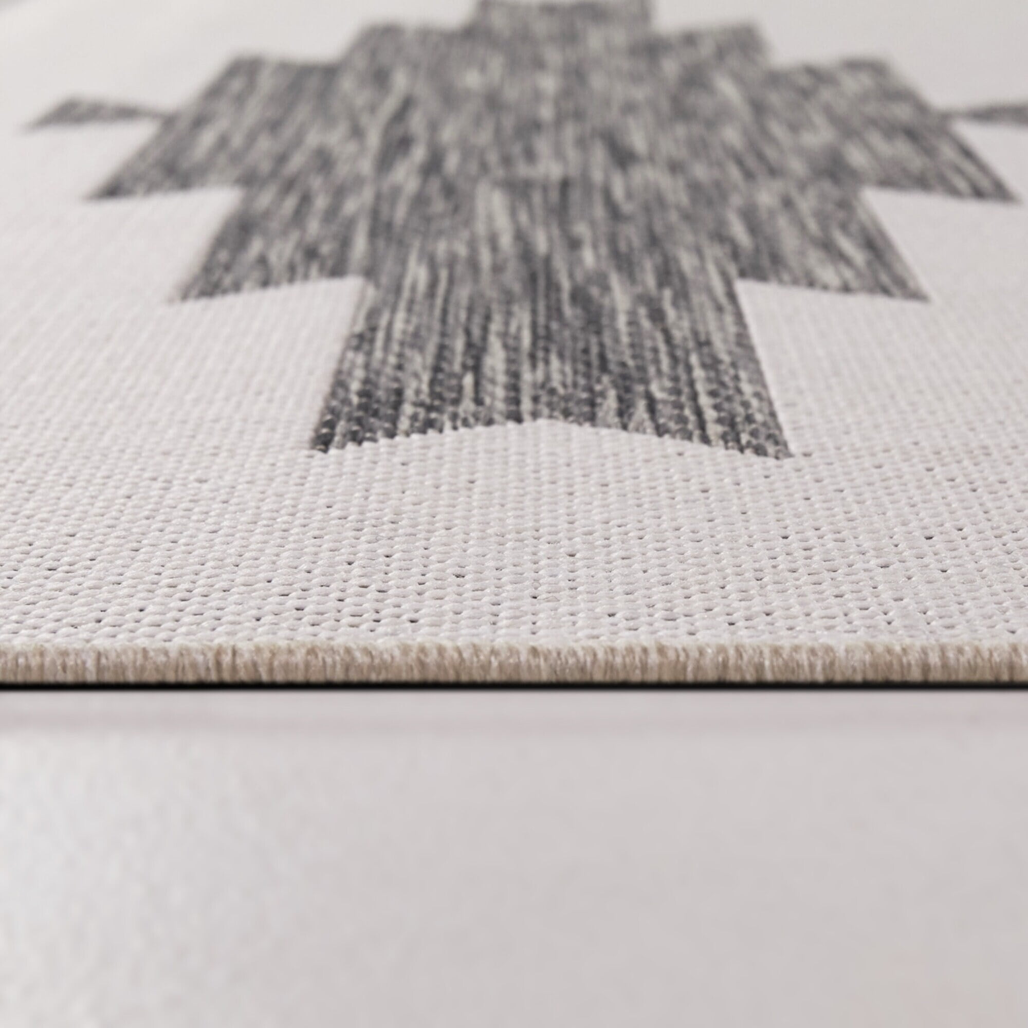 Cream and Gray Braided Synthetic Rectangular Area Rug