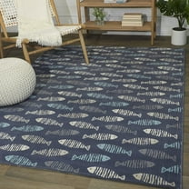Balta Friendly Fish Geometric Coastal Area Rug Blue 5'3" x 7' 5' x 8' Teal