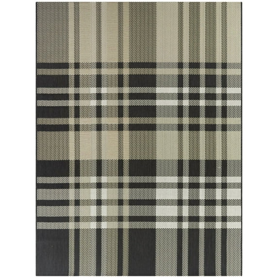 Balta Hamish Plaid Patio Indoor/Outdoor Area Rug 7'10" x 10' - Charcoal