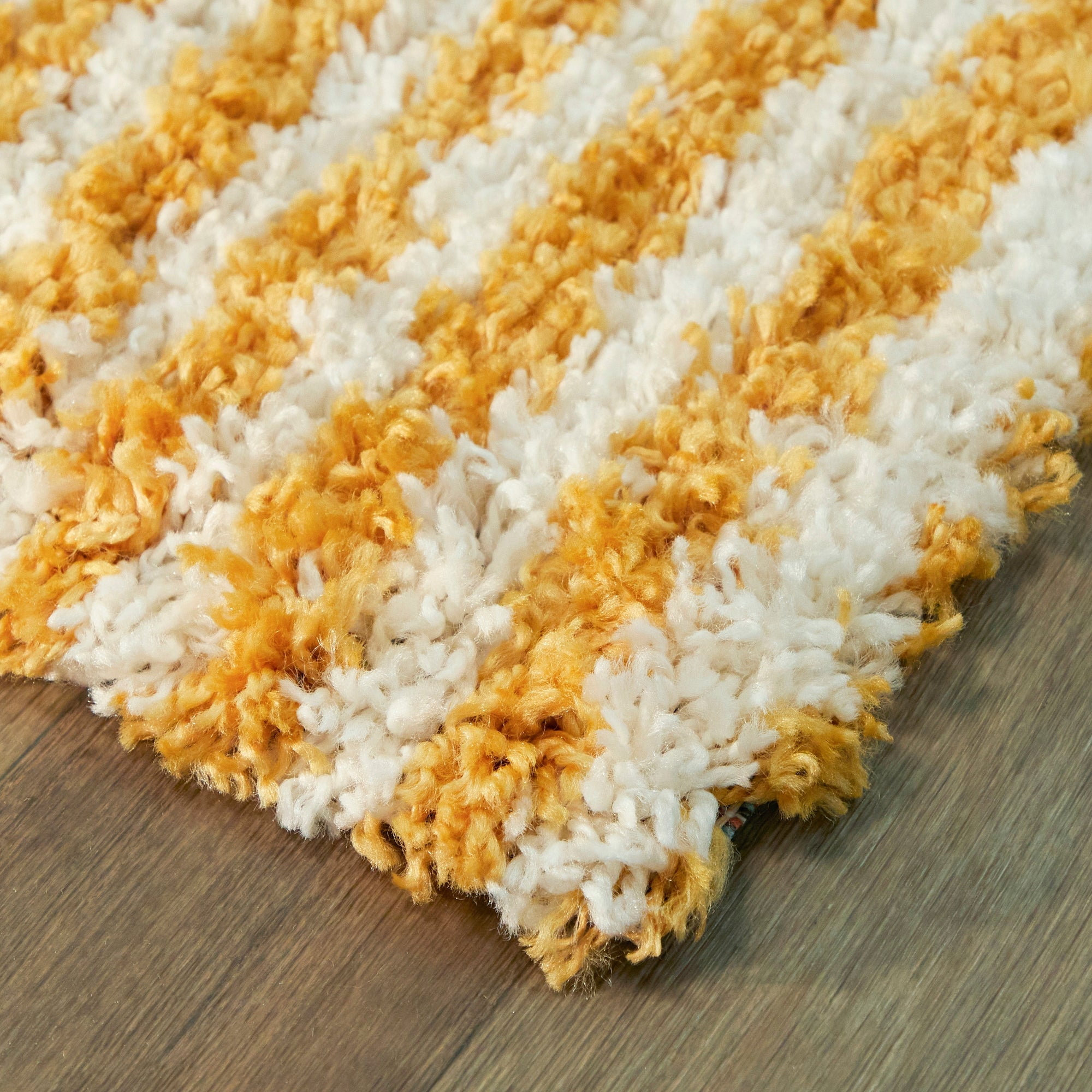 Sundance Striped Shag Area Rug 5' x 7' Orange Synthetic