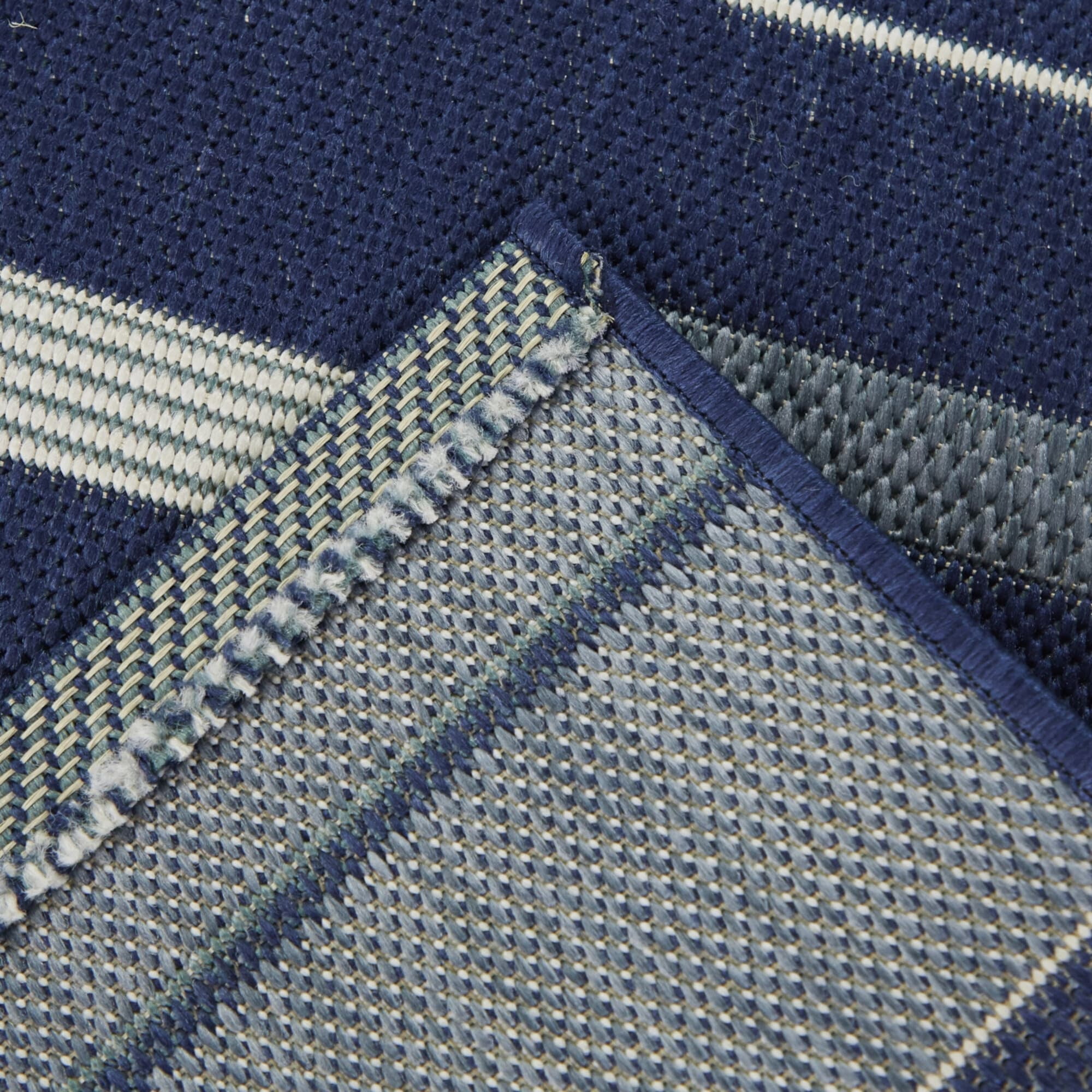 Navy Stripe Braided Synthetic Rectangle Rug - 7'10" x 10'