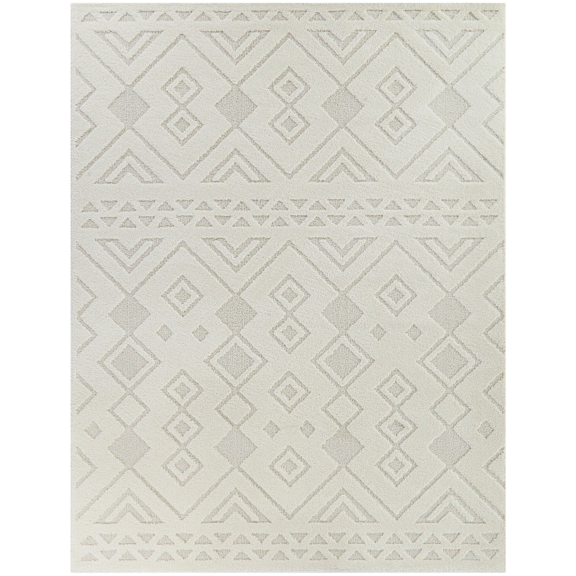 Ivory Geometric Pattern Synthetic 8' x 10' Area Rug