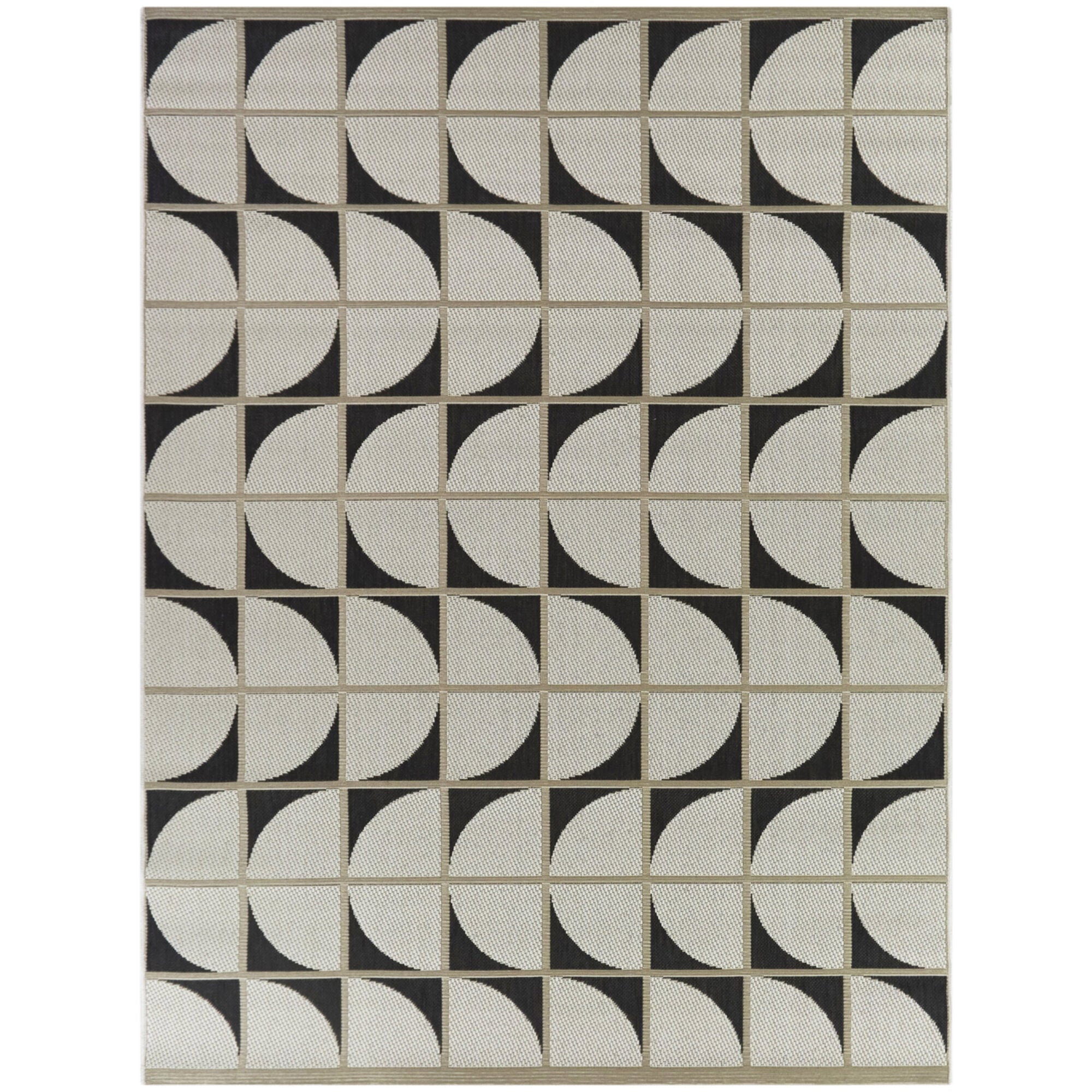 Charcoal and Beige Geometric Synthetic Indoor/Outdoor Rug, 5' x 7'
