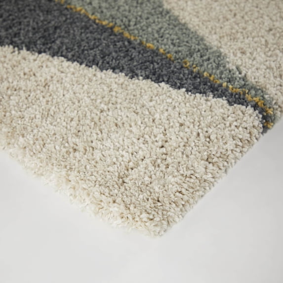 Balta Levine Modern Geometric Shag Area Rug Navy 5'3" x 7' 5' x 8' Indoor, Shag Navy, Sage, Grey Rectangle