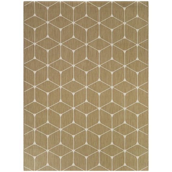 Balta Macsen Geometric Indoor/Outdoor Area Rug Tan 7'10" x 10' 8' x 10' Silver, Cream