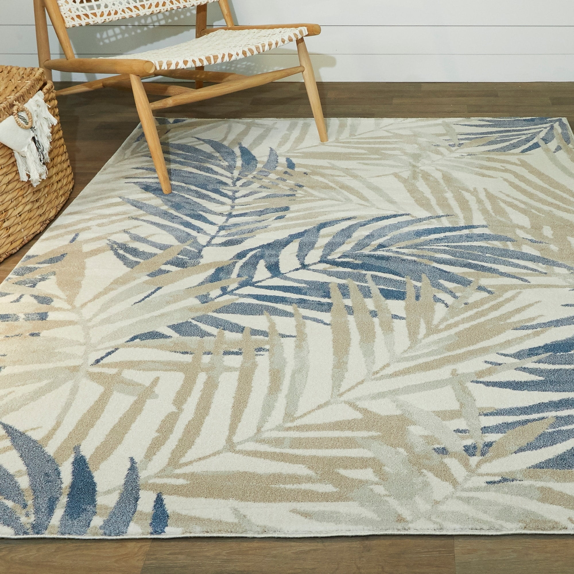Margaret Tropical Blue and Beige Synthetic 8' x 10' Area Rug