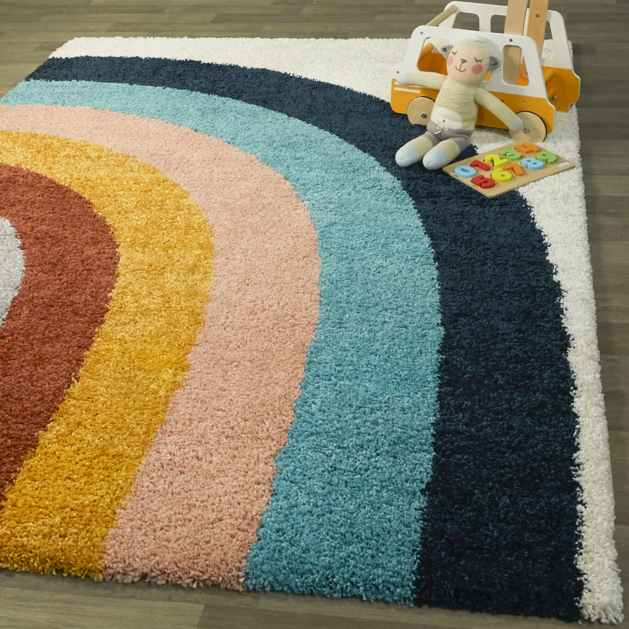 Amelia White Rainbow Shag Kids' Rug 8' x 10'