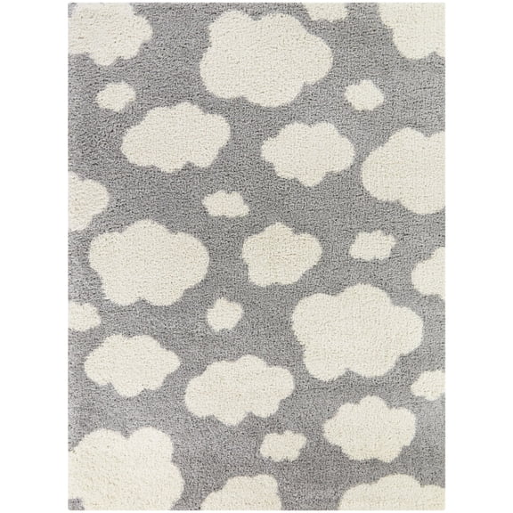 Balta Mod-Tod Clouds Kids Shag Area Rug Grey 3'11" x 5'7" 4' x 6' Silver