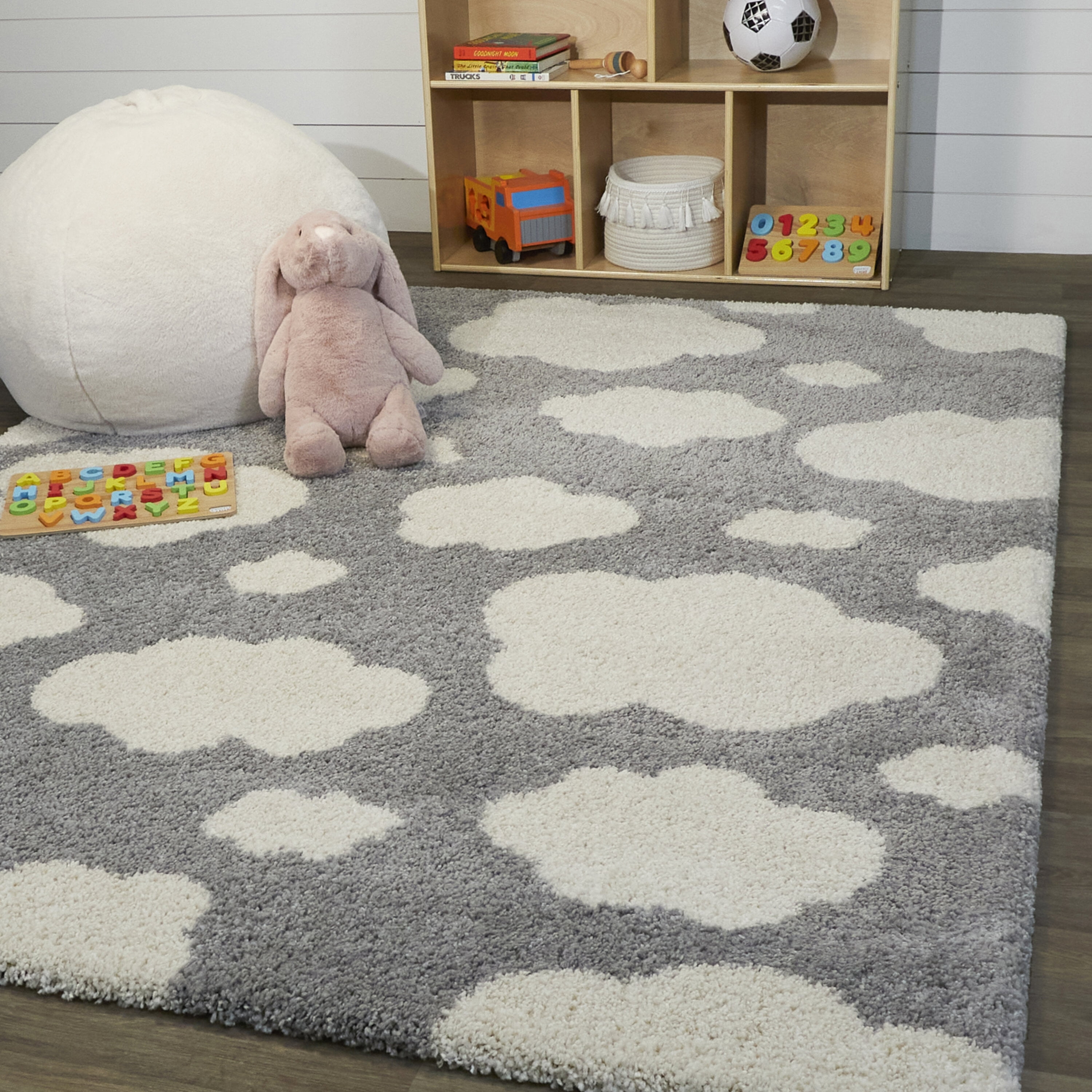 Balta Mod-Tod Clouds Kids Shag Area Rug Grey 5'3" x 7' 5' x 8' Silver - Walmart.com