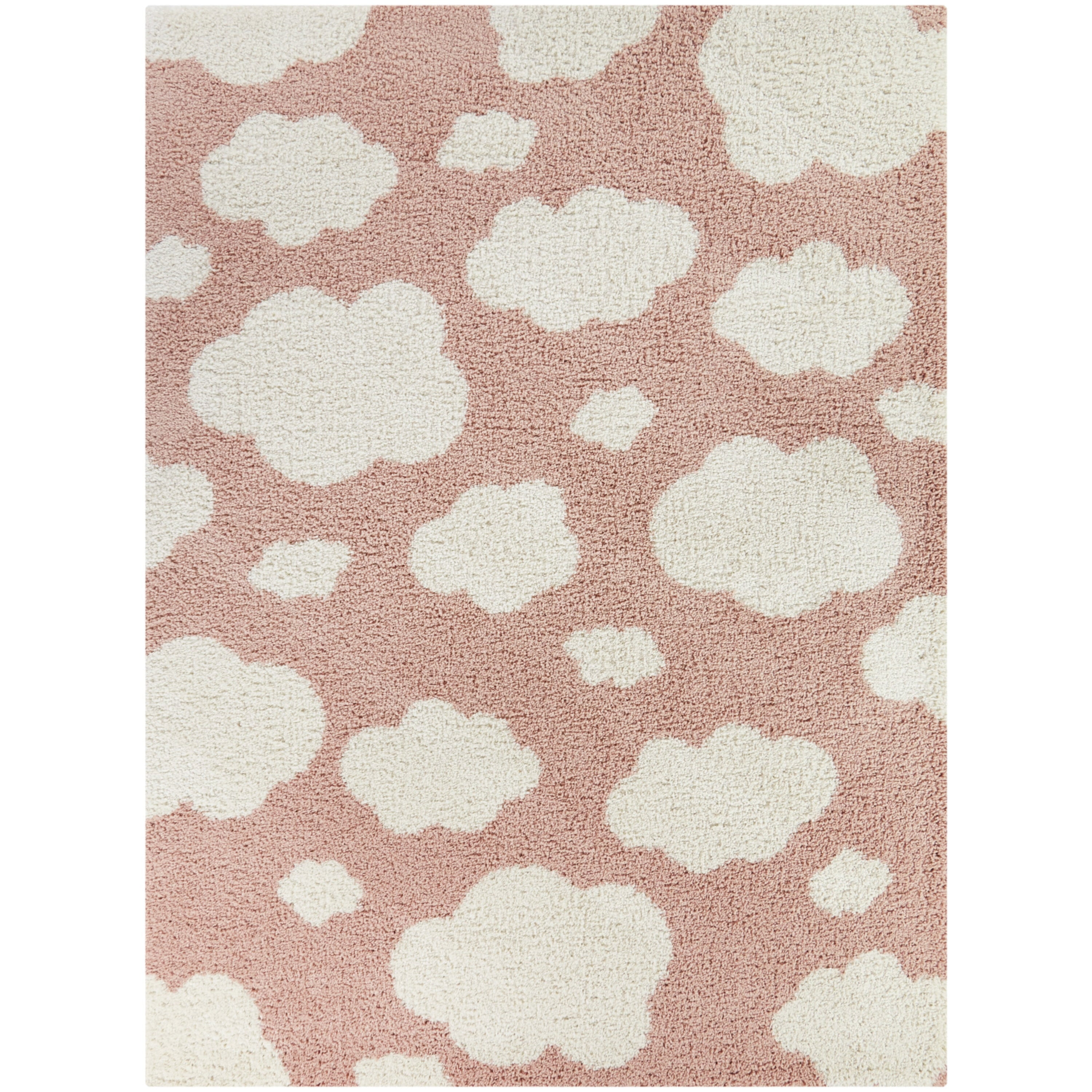 Pink and White Synthetic Shag Kids' Rug 4' x 6'