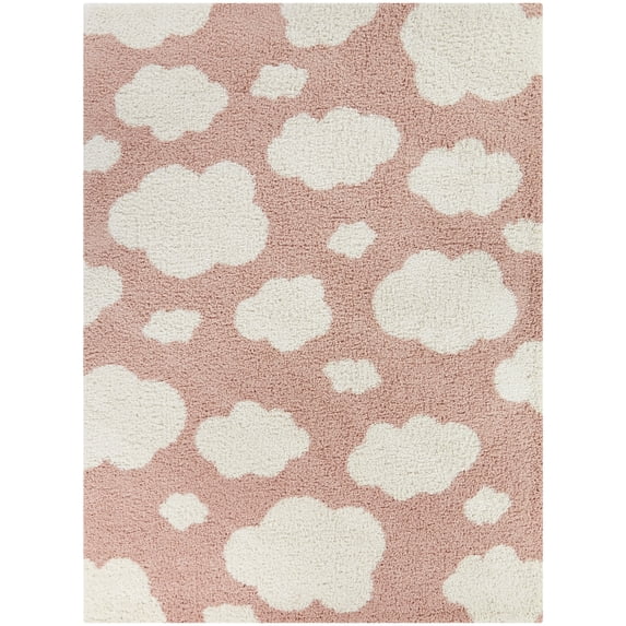 Balta Mod-Tod Clouds Kids Shag Area Rug Pink 3'11" x 5'7" 4' x 6' Ivory