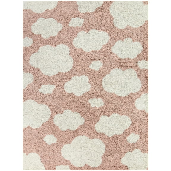 Balta Mod-Tod Clouds Kids Shag Area Rug Pink 3'11" x 5'7" 4' x 6' Ivory