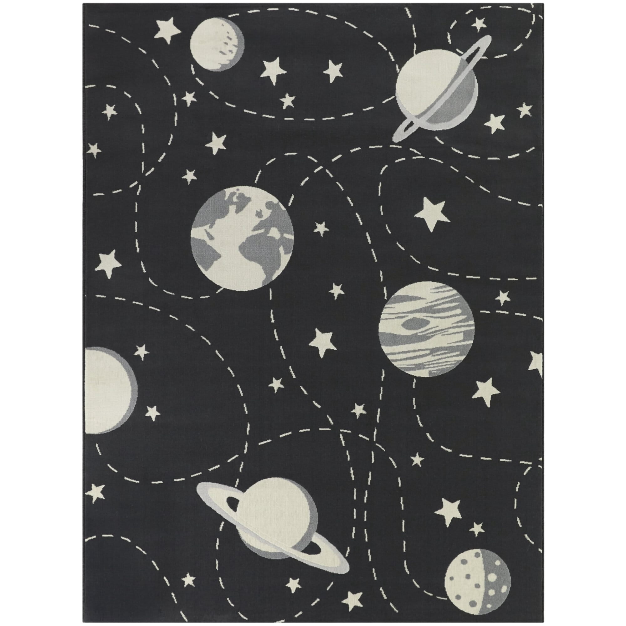 Balta Mod-Tod Galaxy Orbit Space Pattern Multicolor Kids Area Rug Black ...