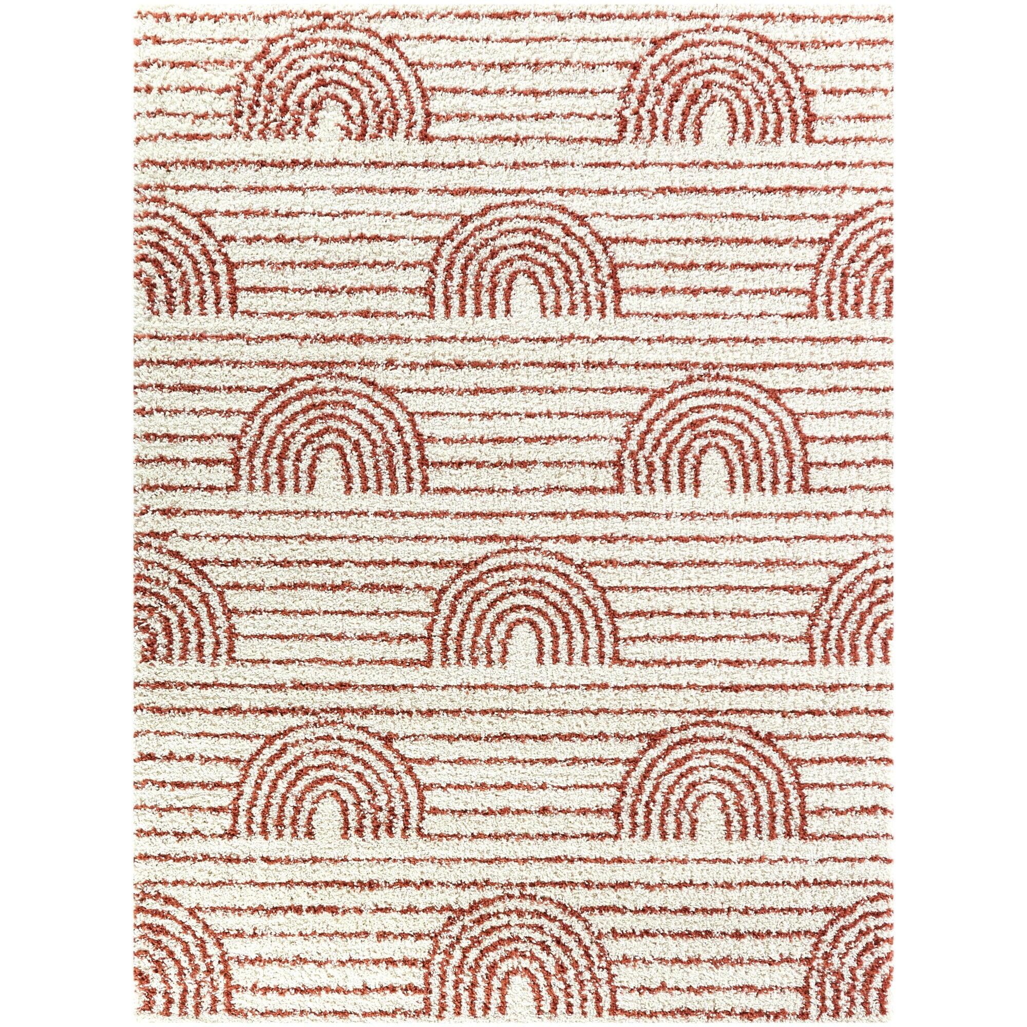 White and Orange 5' x 7' Shag Kids Area Rug