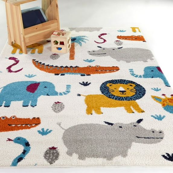 Balta Mod-Tod Henry Kids Animal Area Rug 4'4" x 6' - Cream