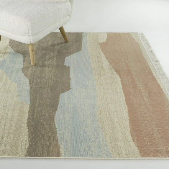 Balta Neil Abstract Recycled Area Rug Brown 5'3" x 7' 5' x 8' Gold, Ivory, Grey