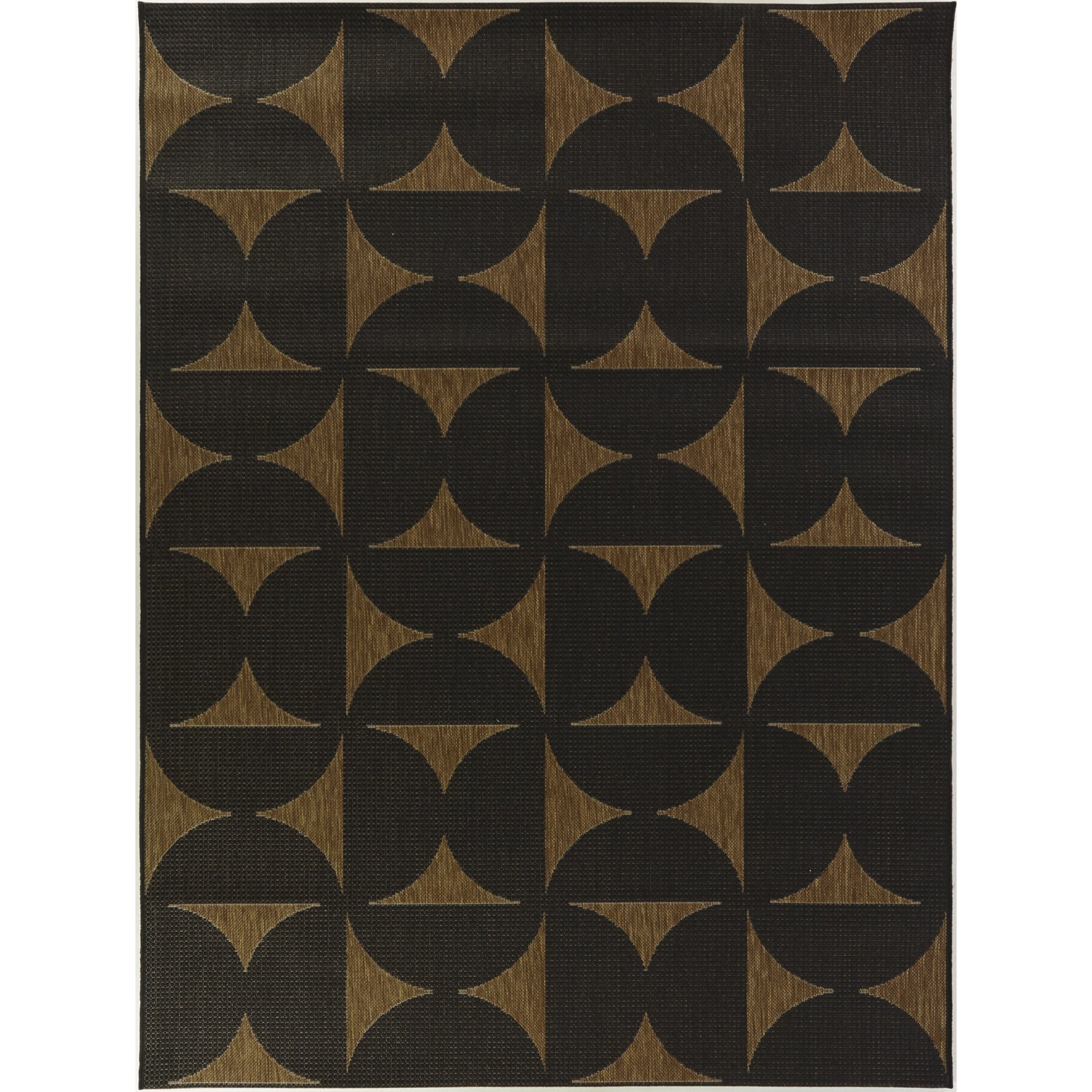 Nielsen Black and Tan Geometric Synthetic Indoor/Outdoor Rug 5' x 7'