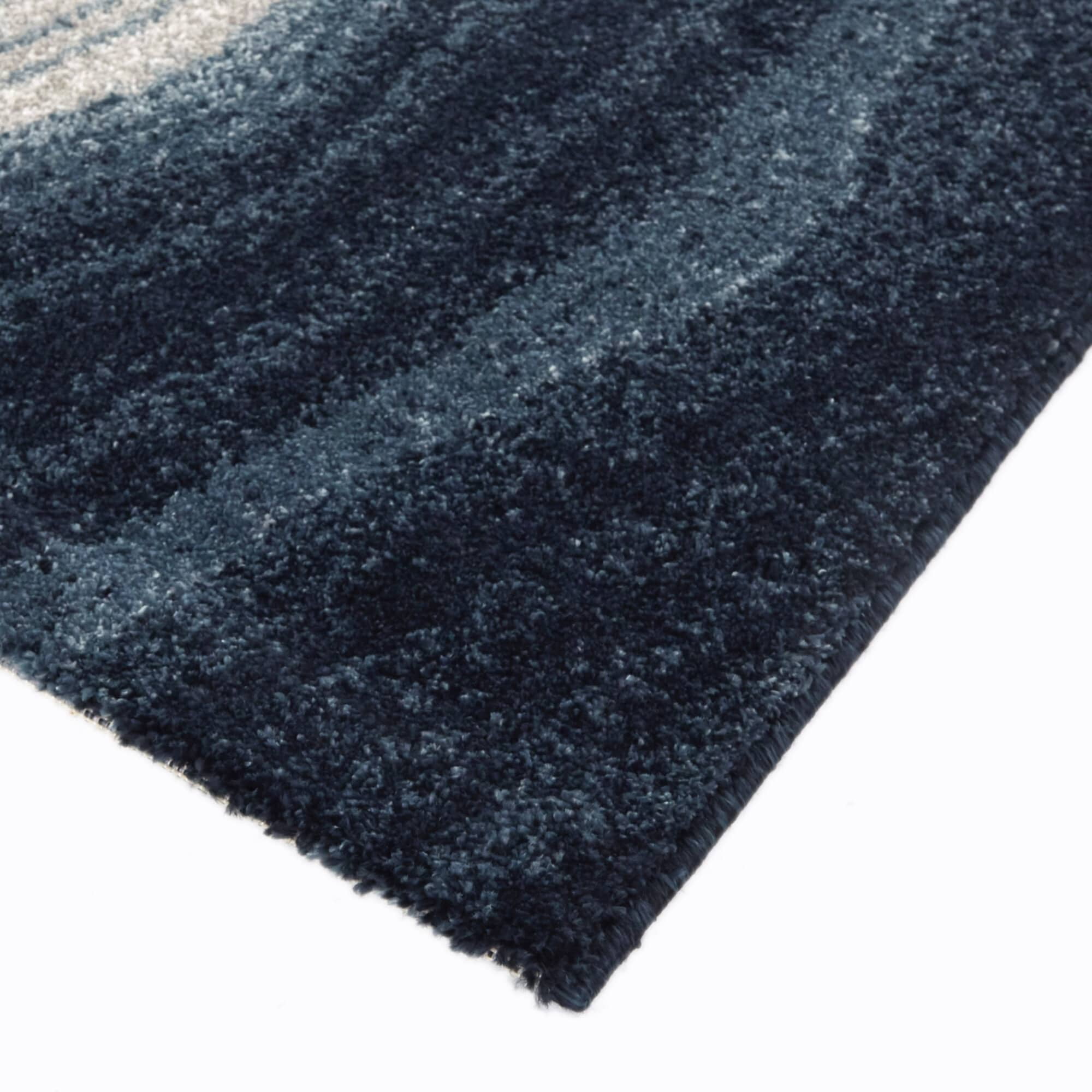 Rodero Navy and Gray Microfiber Abstract Area Rug