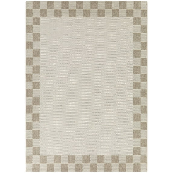 Balta Tabor Checkered Border Indoor/Outdoor Area Rug 7'10" x 10' - Tan