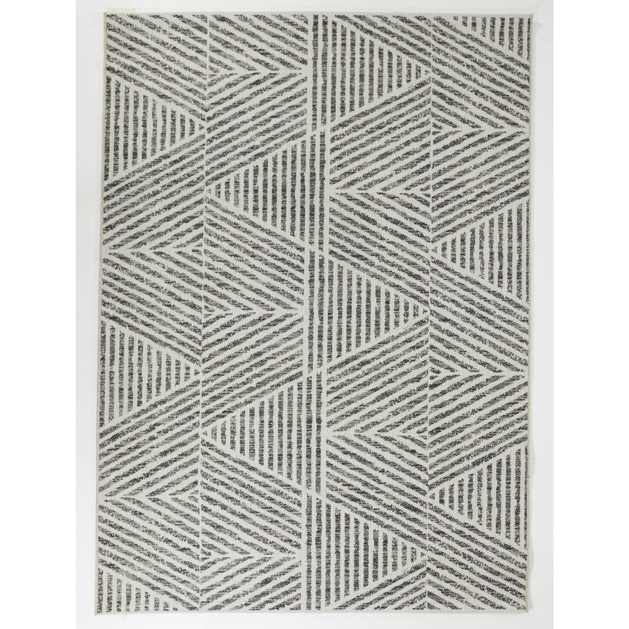 White and Gray Braided Stripe Synthetic 8' x 10' Area Rug