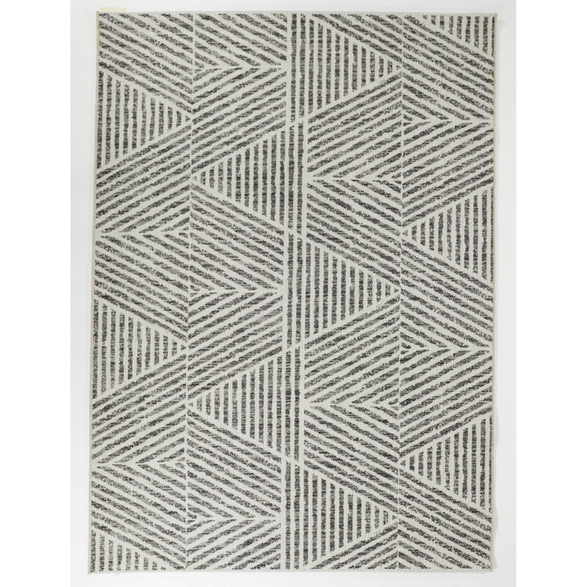 White and Gray Braided Stripe Synthetic 8' x 10' Area Rug