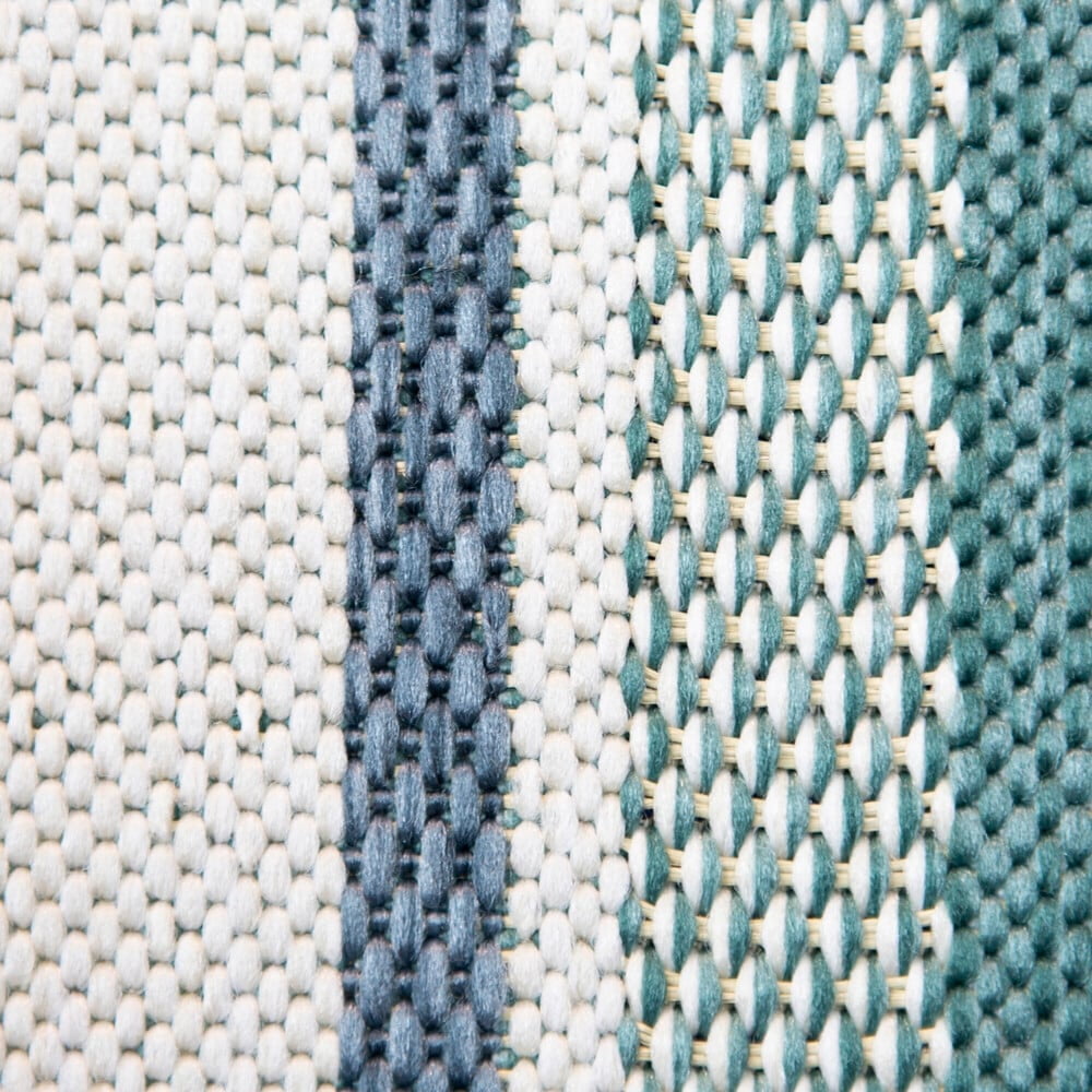 Cream and Blue Flat Woven Synthetic 8' x 10' Indoor/Outdoor Rug