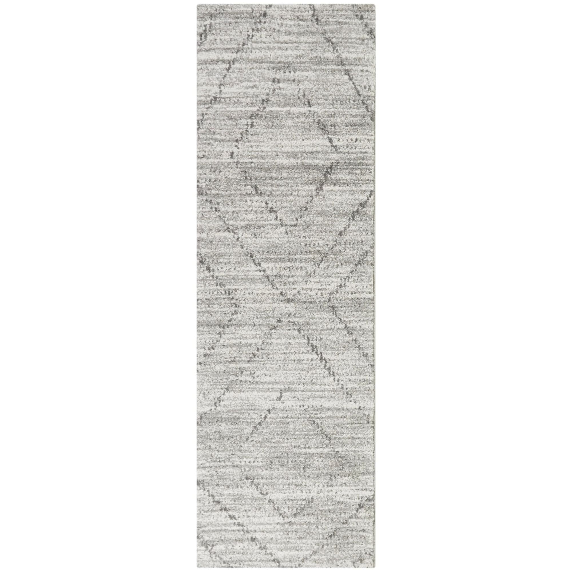 Sienna Moroccan Diamond 2'2" x 7' Runner Rug in Grey