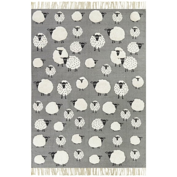 Balta Wooly Kids Sheep Area Rug - 5'3" x 7'