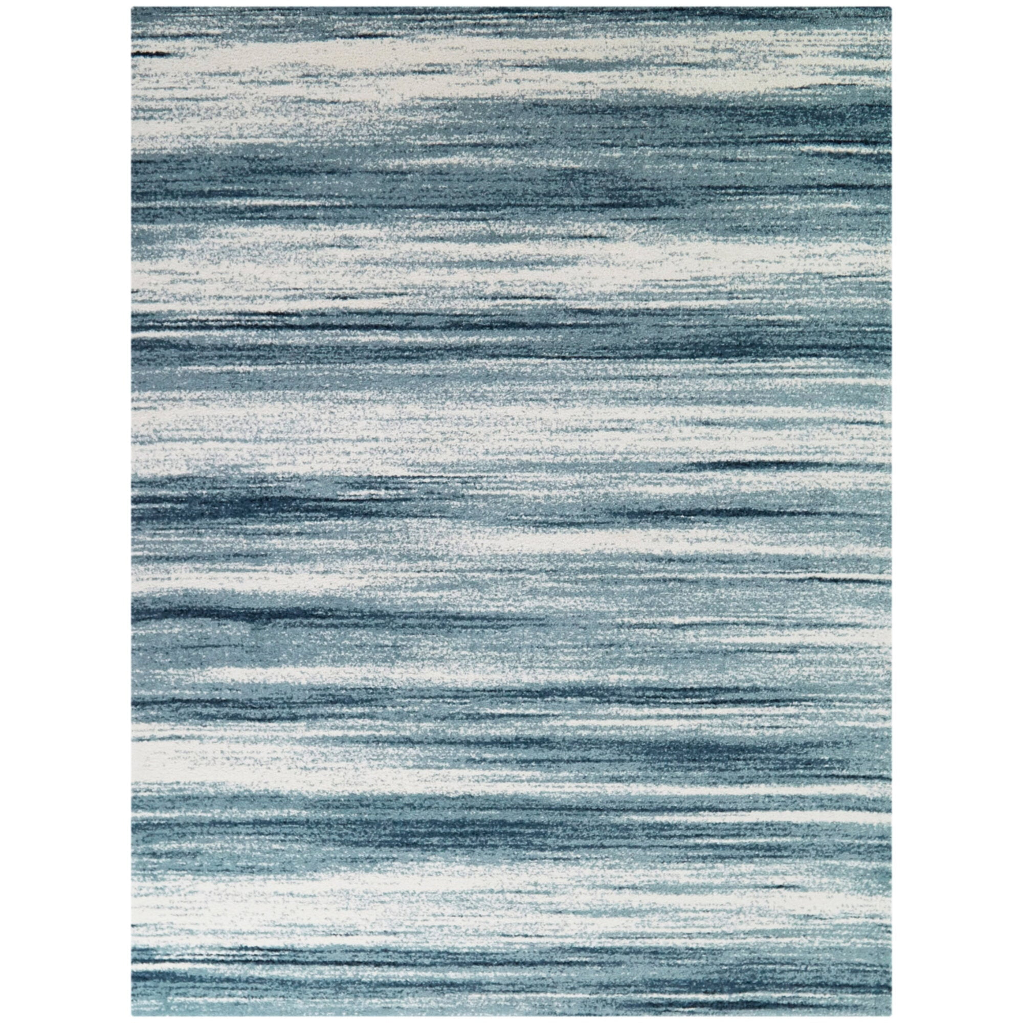 Yelena Blue and White Synthetic Non-slip Rectangular Area Rug