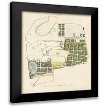 Baltard 12x13 Black Modern Framed Museum Art Print Titled - Plan General de la Villa Borghese