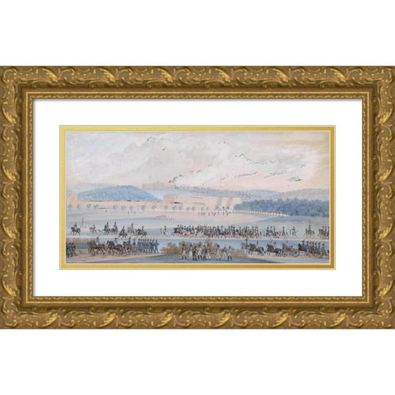 Balthasar Wigand 18x11 Gold Ornate Wood Frame and Double Matted Museum Art Print Titled - Parade Schonbrunn