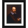 thumbnail image 1 of Balthasar van Meurs 12x14 Black Ornate Wood Framed Double Matted Museum Art Print Titled: Portrait of Joannes Woverius (1650), 1 of 5