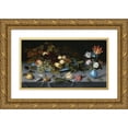thumbnail image 1 of Balthasar van der Ast 24x15 Gold Ornate Framed and Double Matted Museum Art Print Titled - Still Life with Fruit and Flowers (1620 - 1621), 1 of 4