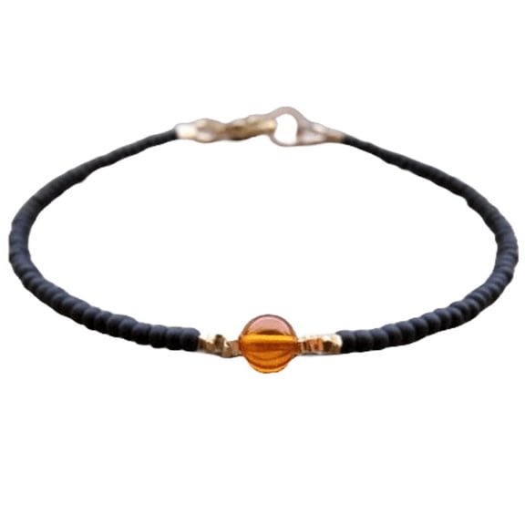 Baltic Amber 8mm Round & Rondelle Shape Smooth Cut Beads 7 inch Gold Plated Clasp Bracelet for men, women, unisex. Link Chain Stacking Bracelet.|LINK_00918