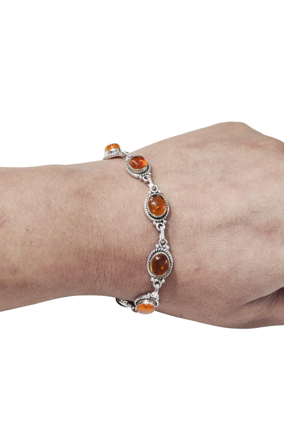 Baltic Amber Gemstone Bracelet, Natural Baltic Amber Bracelet, Handmade 925 Sterling Silver jewelry, Silver bracelet, Bracelet for anniversary, Christmas Gift, Womens Bracelet Bangle Gift