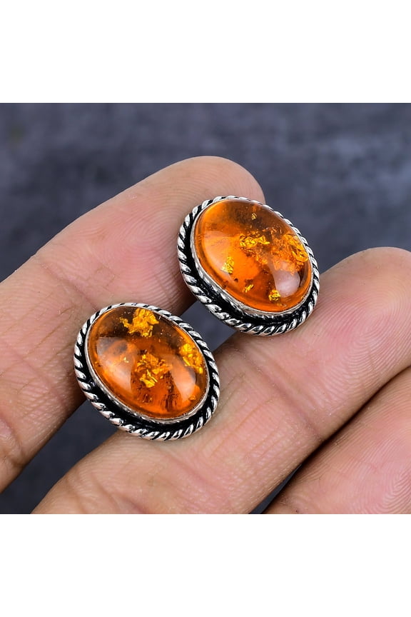 Baltic Amber Gemstone Handmade 925 Sterling Silver Cufflinks