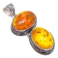 thumbnail image 1 of Baltic Amber Gemstone Handmade 925 Sterling Silver Jewelry Pendant 2.17" AH-821, 1 of 2