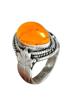 Baltic Amber Genuine Healing Gemstone Pear Shape Band Ring, Solid 925 Sterling Silver Statement Ring, Handmade Fine jewelry, Unique Womens Giftable Ring