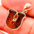 thumbnail image 1 of Baltic Amber Letter U Pendant 1" (925 Sterling Silver)  - Handmade Boho Vintage Jewelry PD33107, 1 of 3
