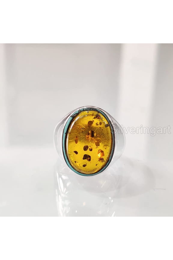 Baltic Amber Mans Ring, Natural Baltic Amber ring, Silver Jewelry, 925 Silver Ring, Birthday Gift, Heavy Mens Ring, Arabic Design, Ottoman Style Ring, Christmas, Turkey Mens Signet Ring