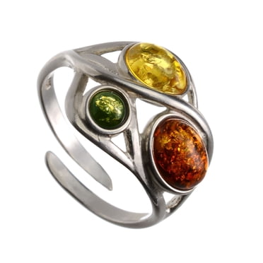 Sterling Silver and Baltic Honey Amber Sun Ring - Walmart.com