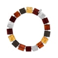 thumbnail image 1 of Baltic Amber Stretch Bracelet with Three Colors and Sterling Silver Disks, 1 of 1