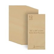 Baltic Birch Plywood, 12 x 24 x 1/4 Inch - 6 mm Craft Wood, Box of 12 B/BB Grade Baltic Birch Sheets, Perfect for Laser, CNC Cutting and Wood Burning, by Woodpeckers