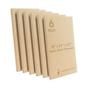 Baltic Birch Plywood 18 x 24 x 1/2 Inch - 12 mm Craft Wood, Pack of 6 B/BB Grade, Stronger Than Basswood Sheets or Balsa Wood, Perfect for Laser, CNC Cutting, Wood Shelves, by Woodpeckers