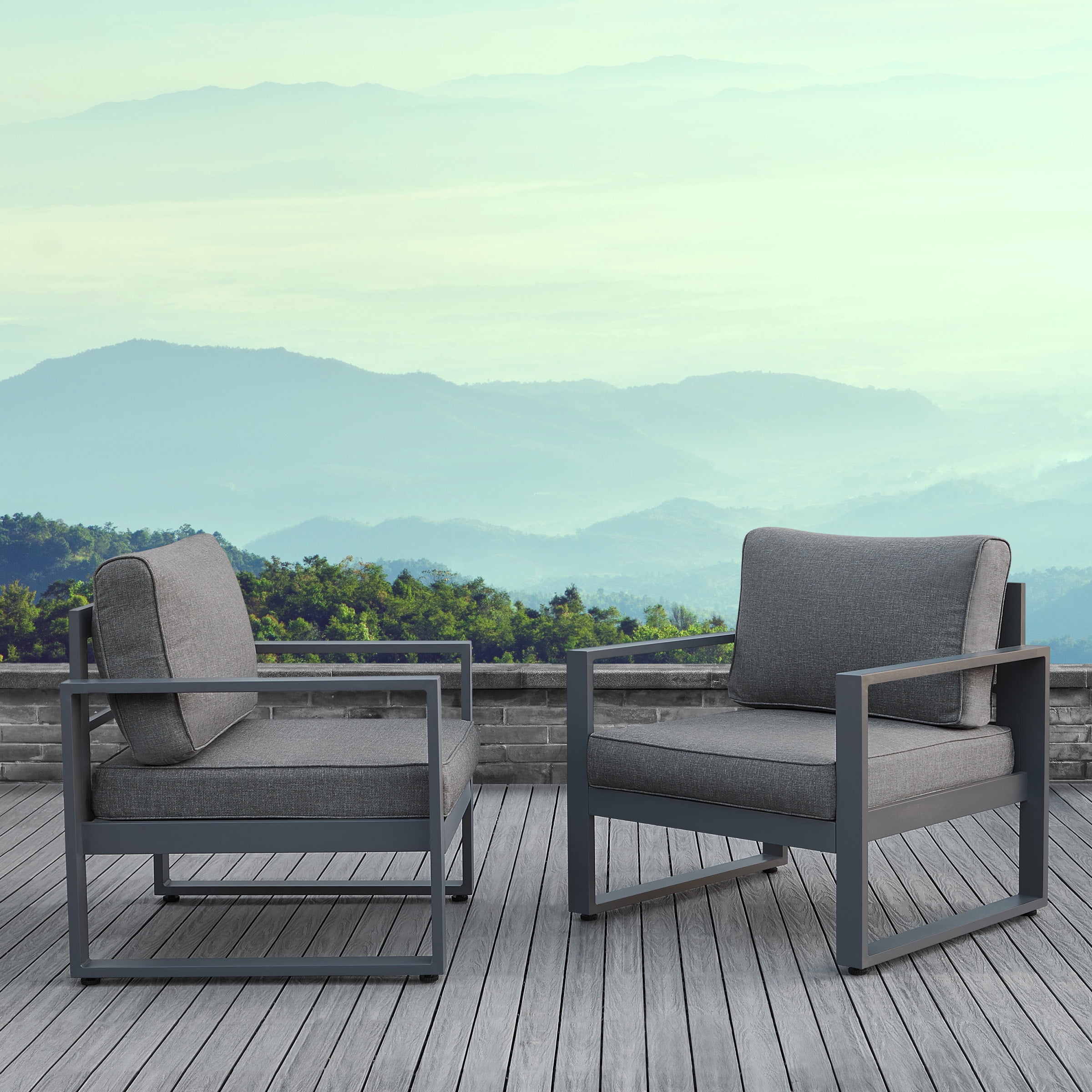 Baltic Gray Aluminum Outdoor Patio Chair Set