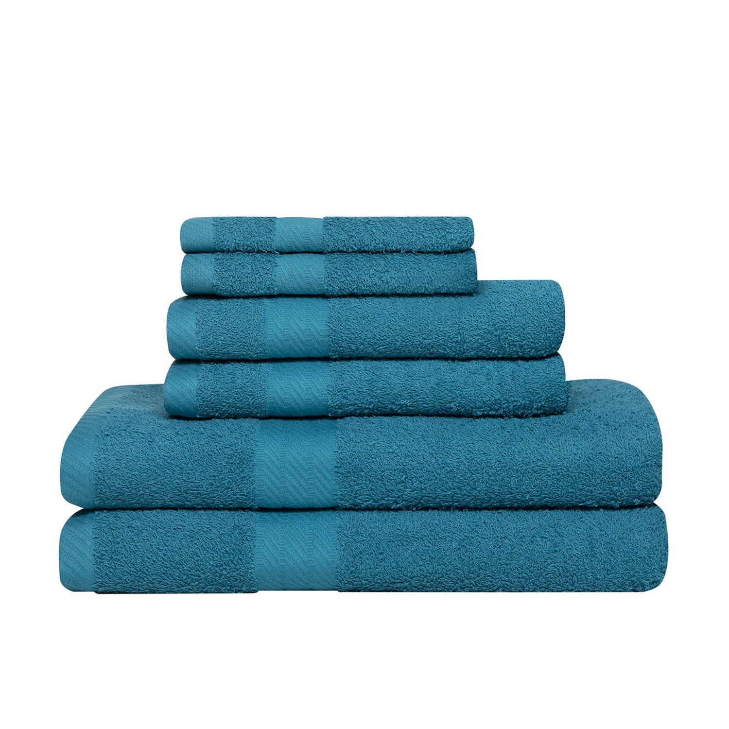 Sobel Westex Traditional 6 Piece Cotton Bath Towel Set, Blue 