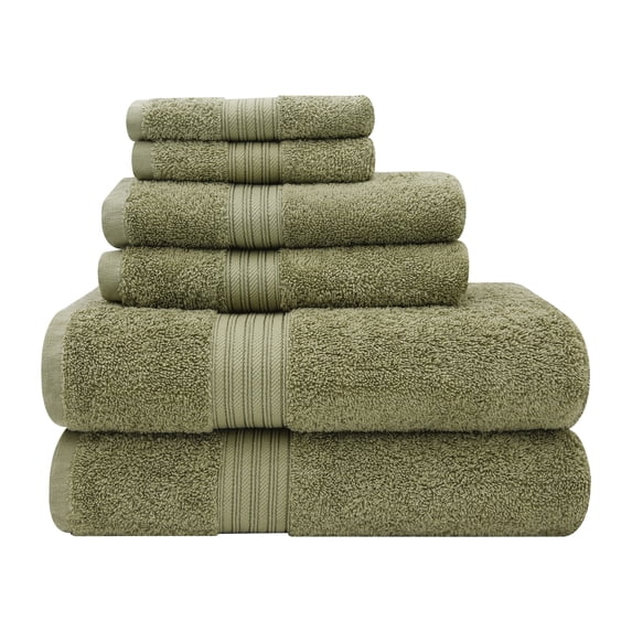 Baltic Linen Traditional 6 Piece Egyptian Cotton Bath Towel Set, Green