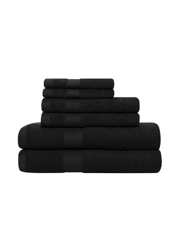 Baltic Linen Ultraspun 6 Piece Cotton Bath Towel Set, Black