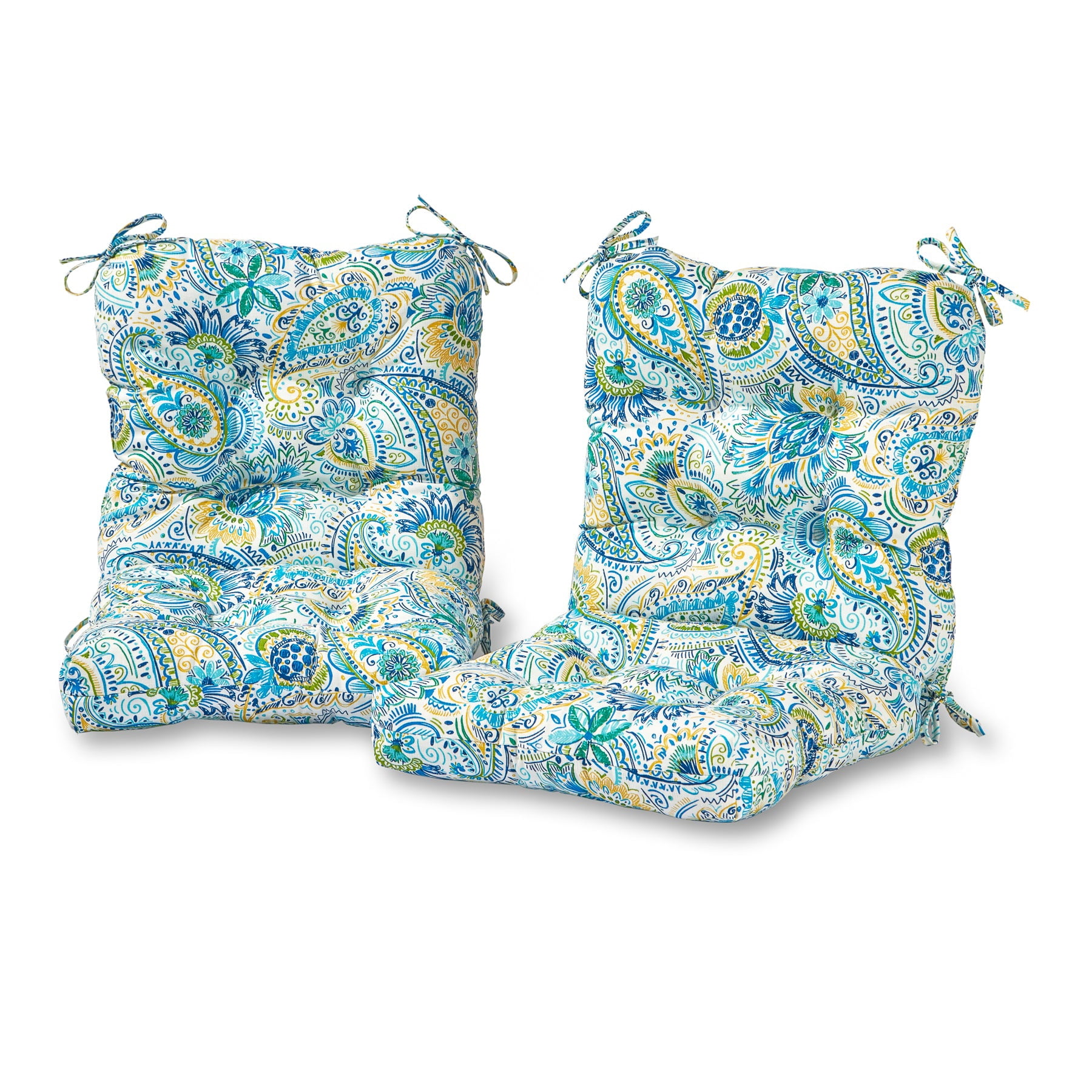 Greendale Home Fashions Outdoor Tufted 42'' x 21'' Chair Cushion, Set of 2, Baltic