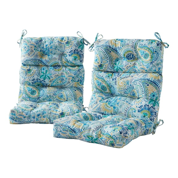 Baltic Paisley 44 x 22 in. Outdoor High Back Chair Cushion (2-Pack) by Greendale Home Fashions